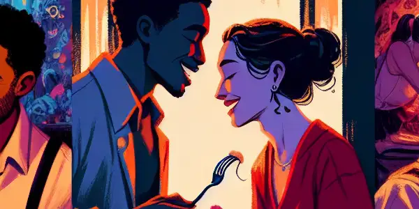 A triptych depicting the emotional spectrum of adult relationships: passion, conflict, and everyday companionship.