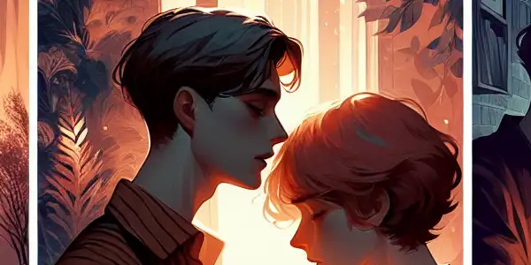 A triptych depicting the emotional spectrum of adult relationships: romance, conflict, and everyday interactions.