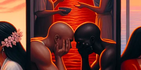 A triptych depicting the emotional spectrum of adult relationships: romance, conflict, and everyday life.