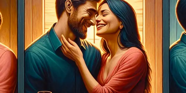 A triptych illustrating the emotional spectrum in adult relationships: love, conflict, and everyday intimacy.