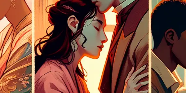 A triptych showcasing the emotional journey of adult relationships: passion, conflict, and everyday intimacy.