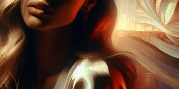 A sensual scene featuring a longing female figure in a dimly lit room, embodying desire and emotional complexity.