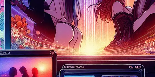 A vibrant digital landscape showcasing a sophisticated adult entertainment website with diverse characters and a warm, inviting ambiance.