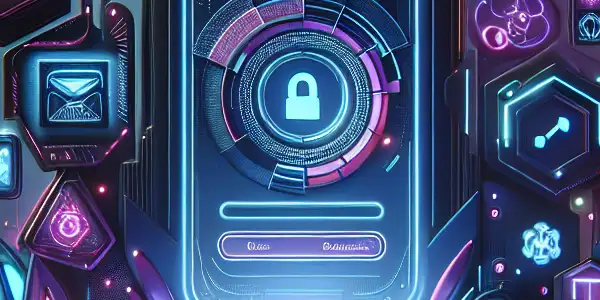 A futuristic device displaying a vibrant adult entertainment platform in a dimly lit room, symbolizing romance and exploration.