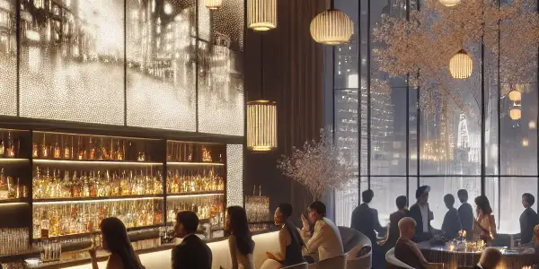 A cozy, dimly lit bar in Shenzhen with stylish decor, colorful cocktails, and an intimate nightlife atmosphere.